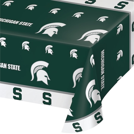 54 X 108 Michigan State University Plastic Tablecloth PK12, 12PK